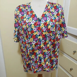 Vintage Floral Top • Multi-Colored Blouse • by Argenti • Sz 6
